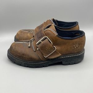 New Pock Buckle Ankle Boots US Womens 9.5 Brown Black